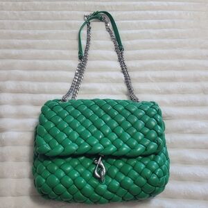 Rebecca Minkoff Green Woven Chain Shoulder Bag